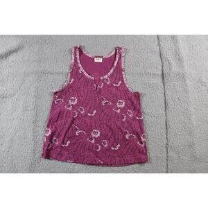 New Pact Organic Womens Xs Tank Pink Floral Staycation V Neck Sleeveless Top